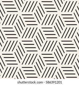 Cubic Grid Tiling Endless Stylish Texture. Abstract Geometric Background Design. Vector Seamless Black and White Pattern.