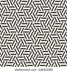 Cubic Grid Tiling Endless Stylish Texture. Abstract Geometric Background Design. Vector Seamless Rhombus Shapes Black and White Pattern.