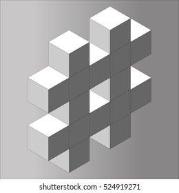 Cubic Hashtag Symbol on gradient background