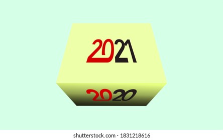 A cubic have 2020 and 2021 numbers, describe that 2020 is about to end