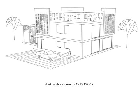 cubic house concept 3d illustration