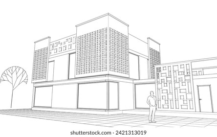 cubic house concept 3d illustration