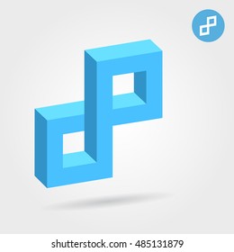 Cubic illusion, p abstract letter, 3d vector illustration, eps 10