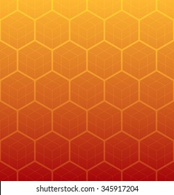 Cubic Pattern. Hexagons Pattern. Abstract Background. Geometric background. Grid Pattern. Honeycomb inspired orange background of hexagons and triangles in colors of honey. Vector regular Texture. 