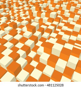 Cubic Perspective Texture with Caramel and Milk Chocolate Cubes. Vector Illustration.