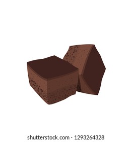 Cubic portions of brownie. Vector illustration cartoon flat icon isolated on white.