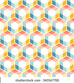 Cubic seamless Pattern. Abstract Background. Geometric background. Grid Pattern. Isometric background of hexagons. Three-dimensional Pattern. Zigzag background. Stained-glass. Vector regular Texture.