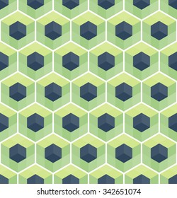 Cubic seamless Pattern. Geometric background of hexagons. Christmas background. Grid Pattern. Abstract colorful Background. Isometric background. Winter background.  Vitrage. Vector regular Texture.