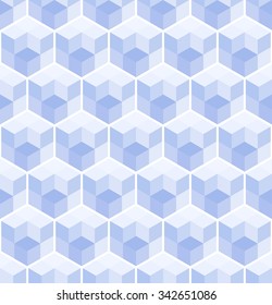 Cubic seamless Pattern. Geometric background of hexagons. Christmas background. Grid Pattern. Abstract  Background. Isometric background. Winter background. Ice Vitrage. Vector regular Texture.
