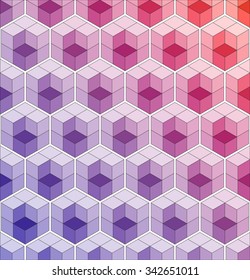 Cubic seamless Pattern. Stained-glass. Geometric background of hexagons. Christmas background. Grid Pattern. Abstract Background. Isometric background. Winter background. Vector regular Texture.