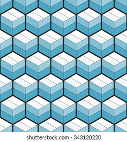 Cubic seamless Pattern. Stained-glass. Geometric background of hexagons. Grid Pattern. Abstract Background. Isometric background. Three-dimensional Pattern. Zigzag background. Vector regular Texture.