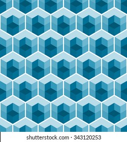 Cubic seamless Pattern. Stained-glass. Geometric background of hexagons. Grid Pattern. Abstract Background. Isometric background. Three-dimensional Pattern. Zigzag background. Vector regular Texture.