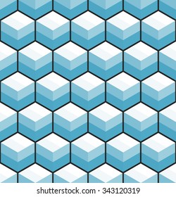 Cubic seamless Pattern. Stained-glass. Geometric background of hexagons. Grid Pattern. Abstract Background. Isometric background. Three-dimensional Pattern. Zigzag background. Vector regular Texture.