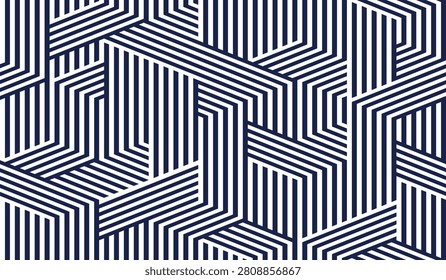 Cubic surreal maze seamless pattern, trippy unreal vector geometric abstract background, impossible construction optic art insane wallpaper.