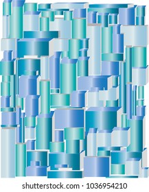 cubic vector art scene - green and blue