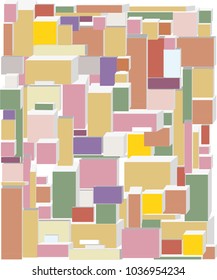 cubic vector art scene - pastel