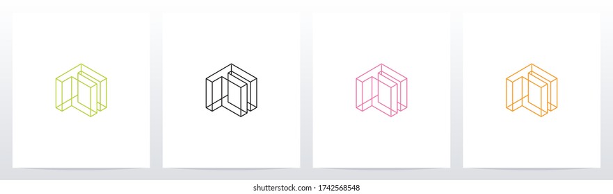 Cubic Wireframe Letter Logo Design F