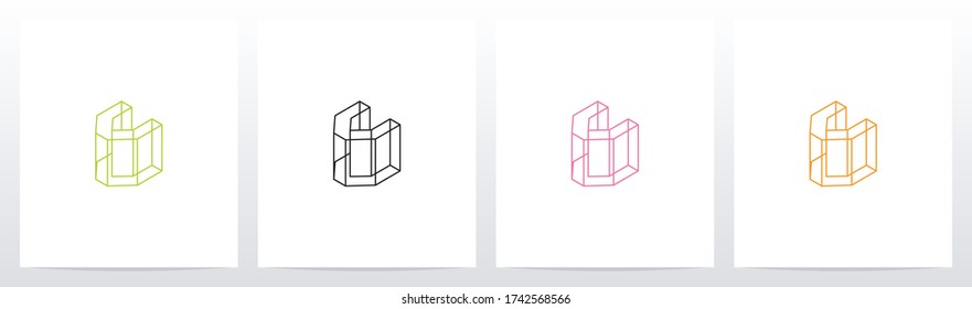 Design der kubanischen Wireframe-Letter-Logos V