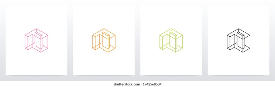 Cubic Wireframe Letter Logo Design P