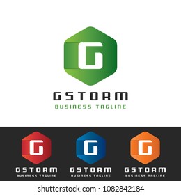 Cubical G Letter. Vector logo template,