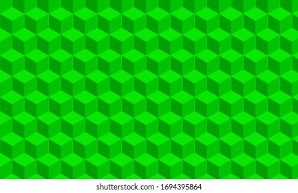 Cubical Geometric pattern design in Green colour variation.
