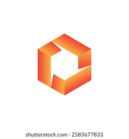 Cubical orange gradient hexagon logo