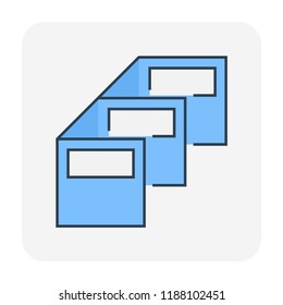 Cubicle or modern corporate office furniture for business vector icon. Private workspace, workplace or workstation. Consist of partition wall panel or divider, empty space for place desk, chair, compu