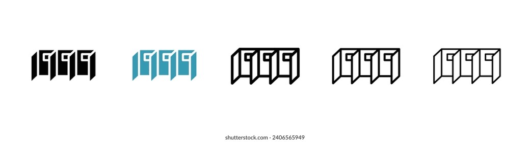 Cubicle vector icon set. Office space wall vector icon for Ui designs