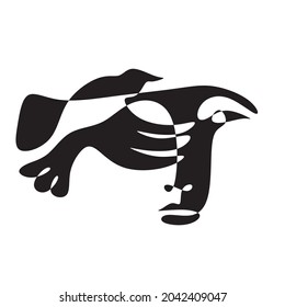 Cubism abstract face, line drawing, trendy portrait, fashion cute minimal design. Contemporary monohrome artwork