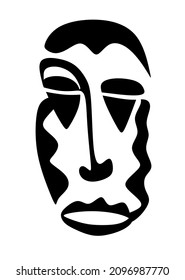Cubismo rostro abstracto, dibujo de líneas, retrato de moda, diseño minimalista de moda. Obra contemporánea monocromática
