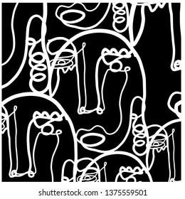 Cubism abstract portrait one line continuous minimalism style drawing. Contemporary art. 