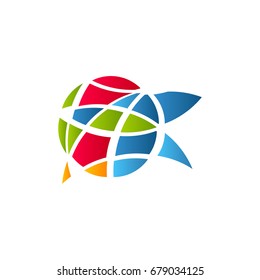 Cubism art logotype, colorful stained-glass window template. Isolated abstract decorative logo, ragged design element on white background.