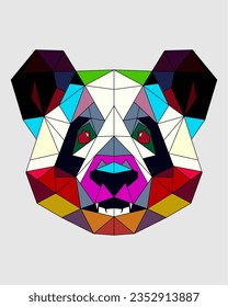 arte cubismo panda arte hecho de triángulos coloridos