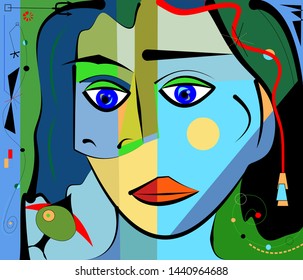 Colorful Abstract Art Face Design Stock Illustration 1559057276 ...