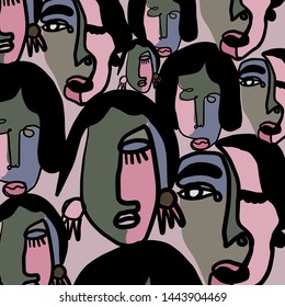 Cubism background. Abstract portrait face. Colorful creative contemporary composition. Unusual modern design. 