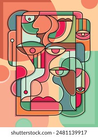 Cubismo arte facial diseño Vector e ilustración