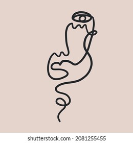 Cubism face. Contemporary continuous line face. Creative design for wall art, poster, labels, t-shirt prints 