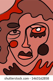 cubism face drawing, abstract art