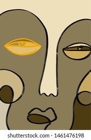 Cubism face portrait in abstract style