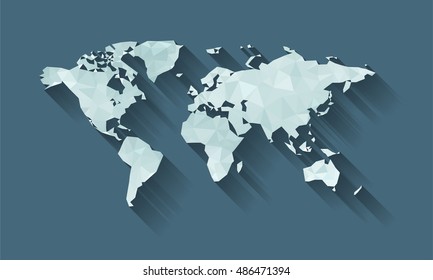Cubism form of WORLD MAP shadow