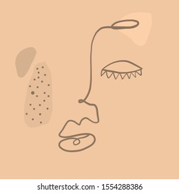 Cubism linear abstract naive face. Contemporary portrait in modern style. Minimal creative human logo 