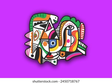 cubism picasso abstract art for and contemporary, vector illustration