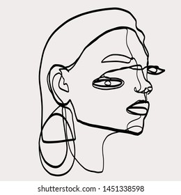Cubism portrait of a woman with one black line in surrealistic graphic style