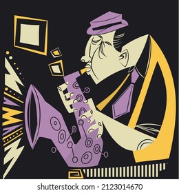 Cubism Vector Art - Sax Player