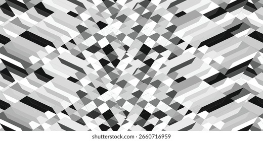Cubist 3d vector desktop background. Cube in black and white with shading. Background behind the cubes in gray. Surface alignment effect.