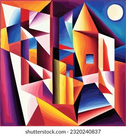 cubist home colorful background art