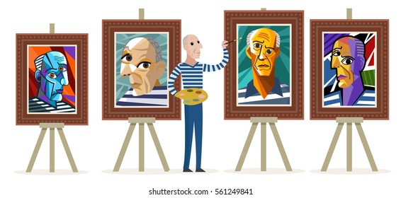 cubist painter creating self portraits