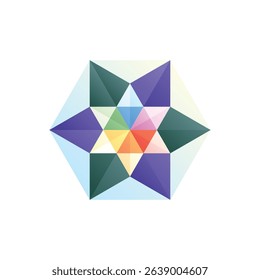Cuboctahedron (complex view). Editable vector icon, coloured.