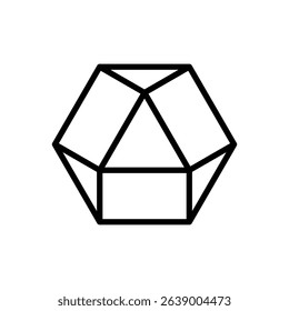 Cuboctahedron (edge view). Editable stroke vector icon.