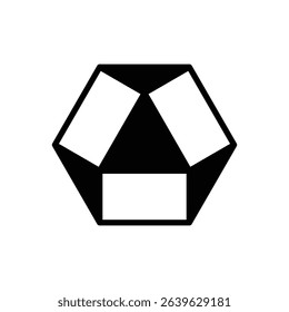 Cuboctahedron (edge view). Outlined stroke vector icon with black-filled details.